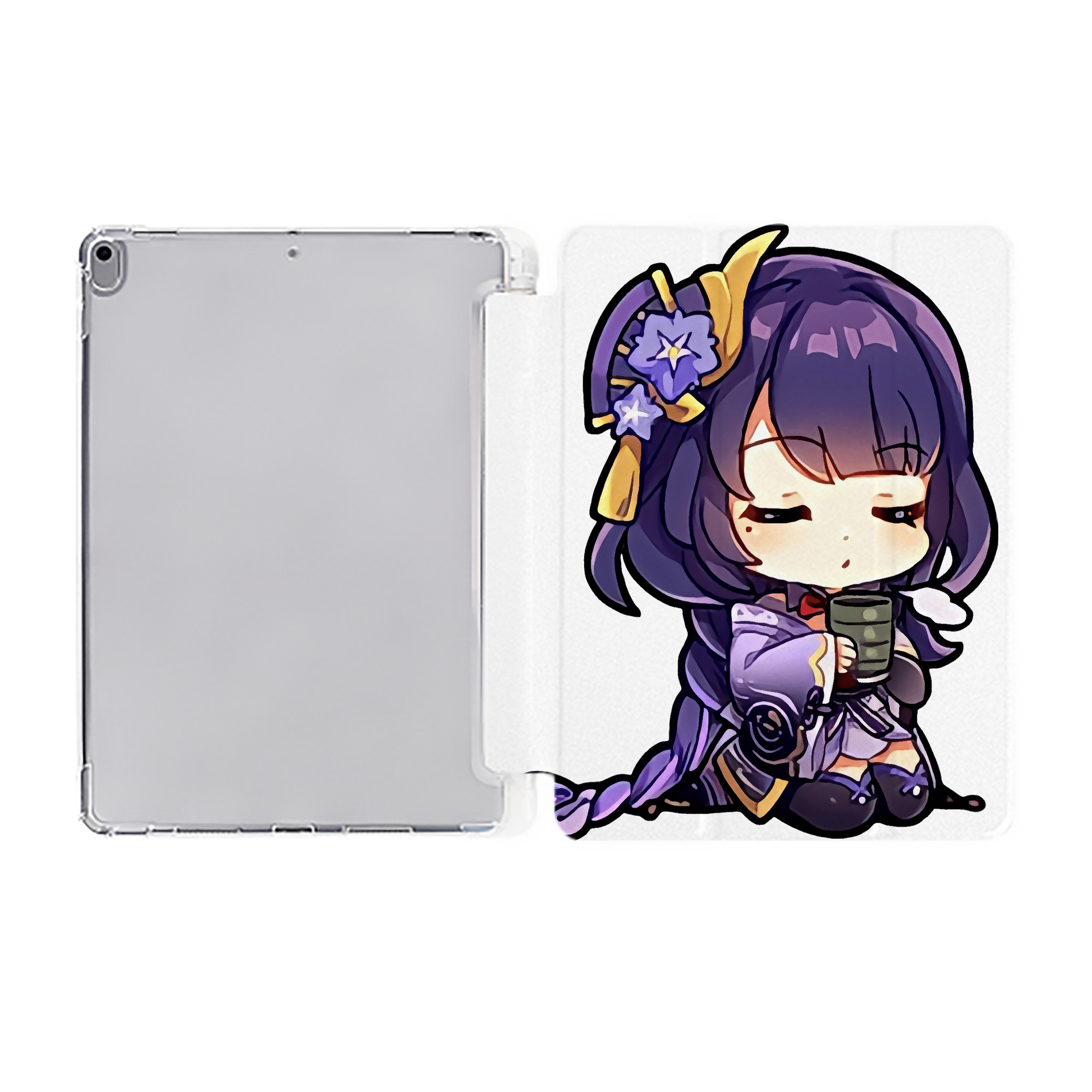 げんし神 雷電将軍 らいでんしょうぐん genshin Raiden Shogun IPad ケース ペン収納付き 三つ折りスタンド PUレザー×シリコン 対応機種9.5/10.5/10.9インチ